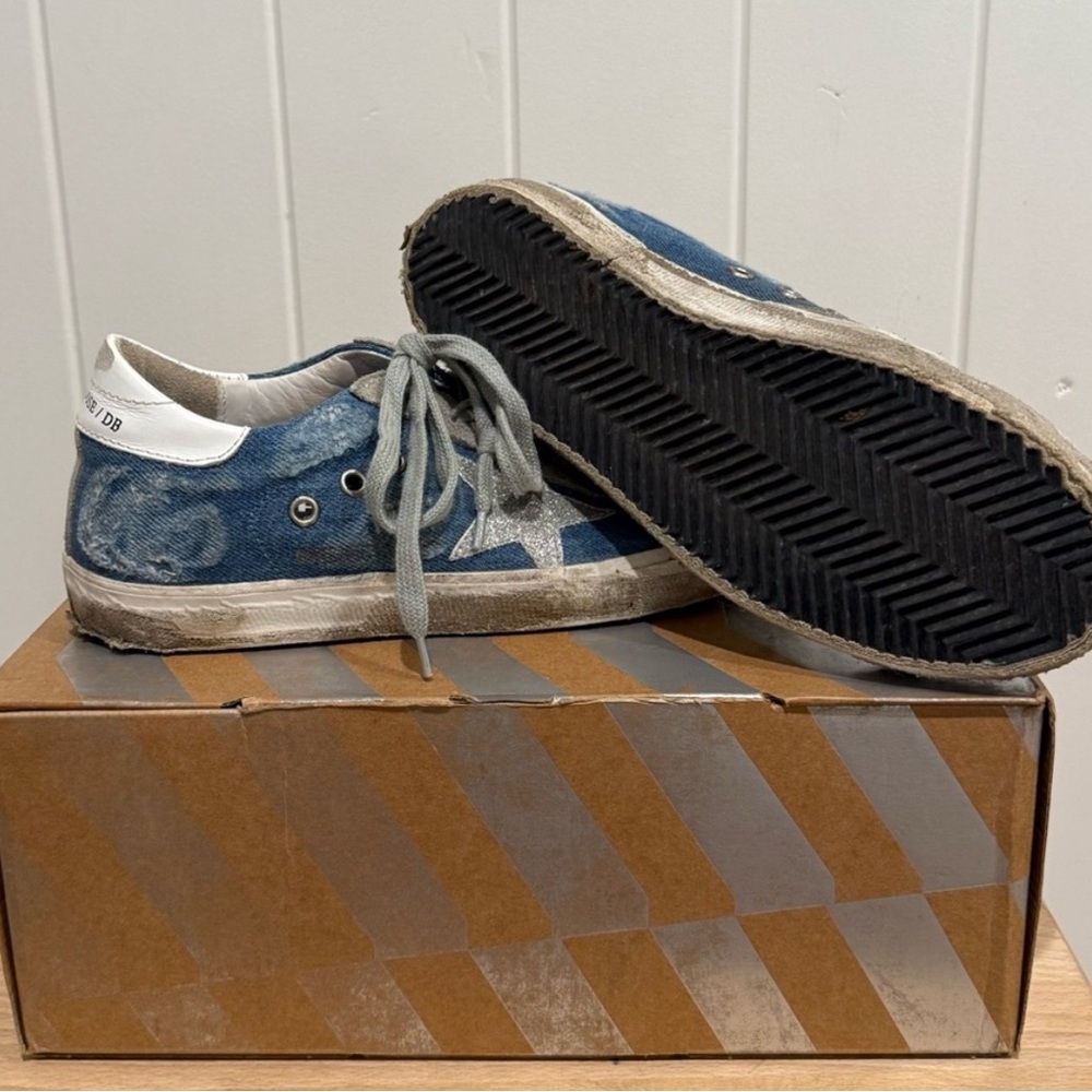 AUTHENTIC Golden Goose DENIM and White Sneakers - Picture 6 of 6